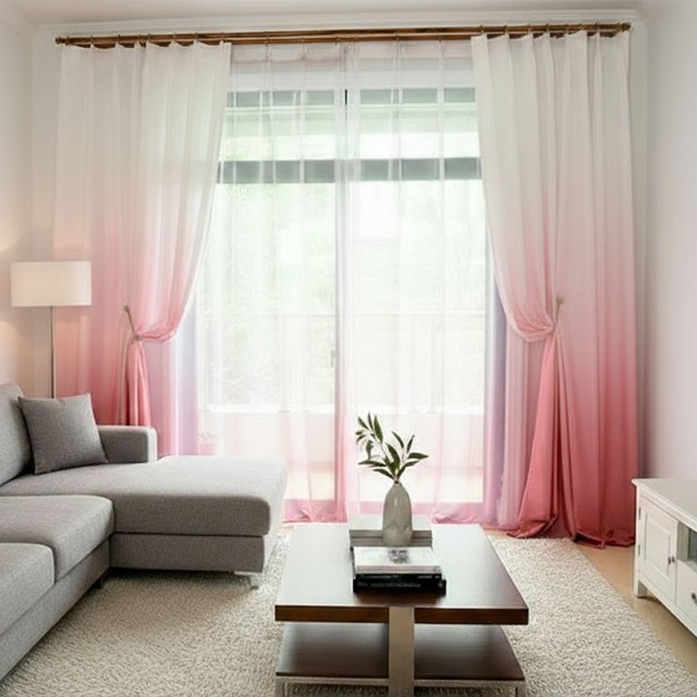 Candy Land Lin Style Rose Ombre Rideau 1