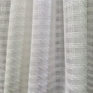 Rideau Voile Crème Style Lin Ethereal Grid