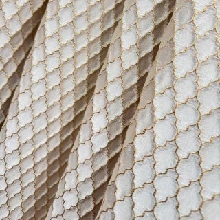 Tenture Jacquard 3D Treillis Chic Crème Arabesque avec Détails Dorés 3