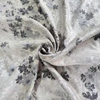 Jardin Moonlit Argent et noir Jacquard Satiny Rideau floral 6
