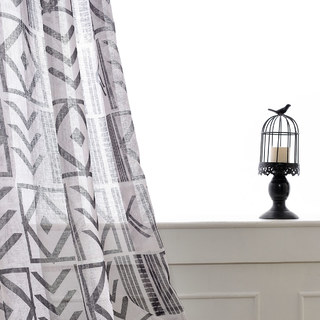 The City Sketch Black Modern Geometric Voile Curtain 2