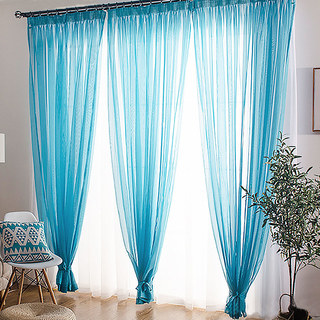 Smarties Aqua Blue Soft Sheer Voile Curtain