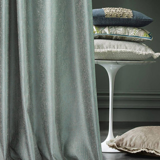 Metallic Fantasy Subtle Textured Striped Sparkling Shimmering Greyish Green Curtain