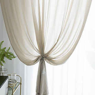 Sundance Textured Striped Beige Light Mocha Semi Sheer Curtain 4