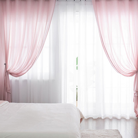 Sundance Textured Striped Pink Semi Sheer Curtain 1