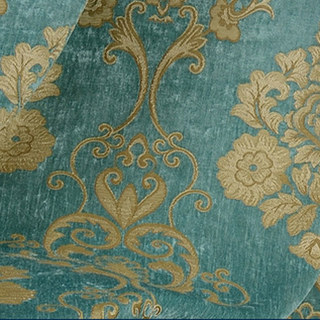 Luxury Damask Heavy Chenille Jacquard Teal Blue Curtain 6