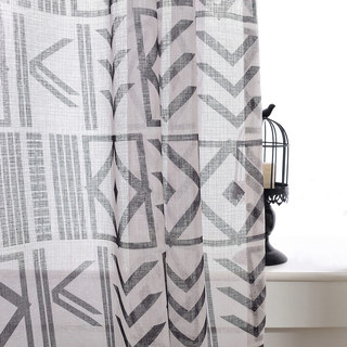 The City Sketch Black Modern Geometric Voile Curtain 4