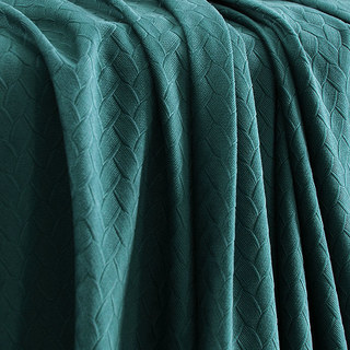 Scandinavian Basketweave Textured Teal Velvet Blackout Curtains 3