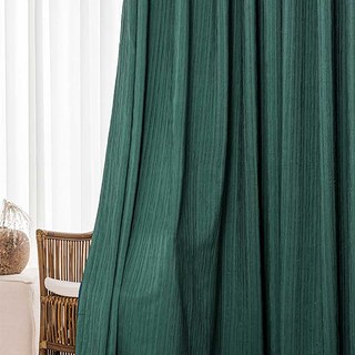 The Crush Dark Green Crushed Striped Blackout Curtain