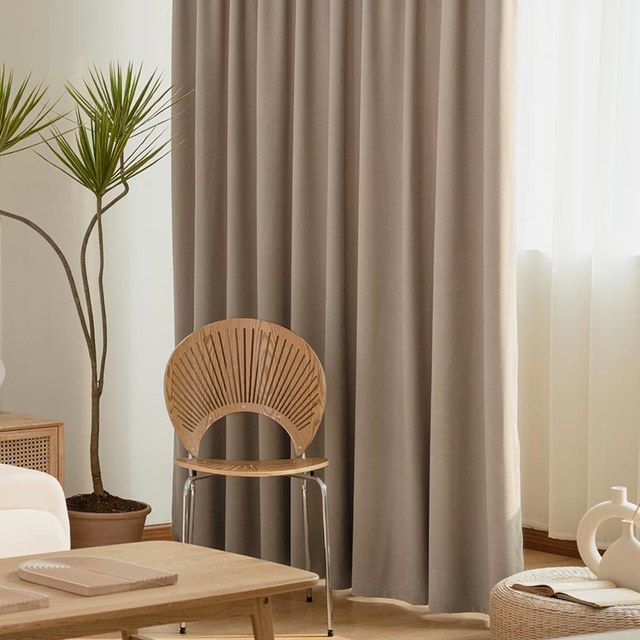 Sunnyvale Herringbone Mocha Brown Textured Velvet Blackout Curtain 1