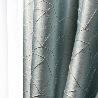 Capriccio Luxury 3D Jacquard Geometric Duck Egg Blue Curtain 1