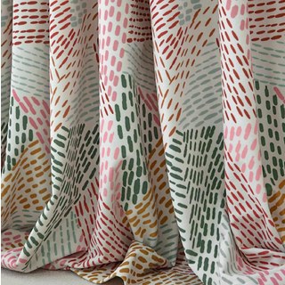 Dash of Colour Pink Green Geometric Velvet Curtain