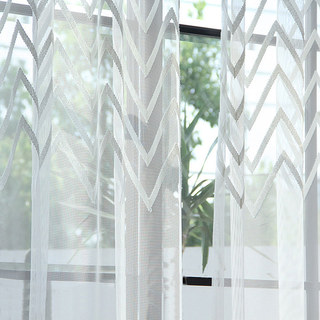 Wave Some Magic Cream Geometric Wave Voile Curtain 10