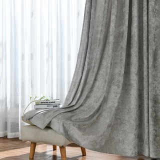 Luxury Silver Grey Colour Chenille Curtain