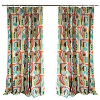 Mod Geo Fusion Multicolour Geometric Chenille Curtain 6