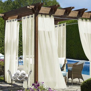 Laguna Outdoor Waterproof Cream Voile Curtain