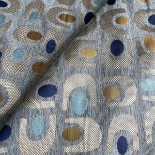 Circle Vibe Mid Century Modern Multi Colour Grey Geometric Chenille Blackout Curtain 3