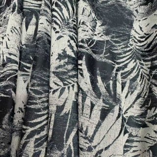 Midnight Palms Dark Ink Blue Tropical Floral Curtains 2