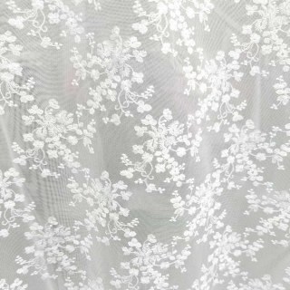 Springtime Bouquet Embroidered Ivory White Floral Voile Curtain