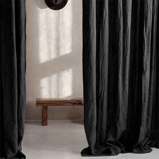 Linen Touch Black Curtains