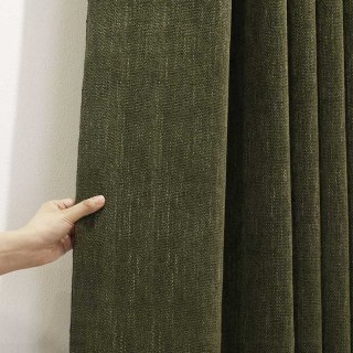 Royale Textured Chenille Dark Olive Green Blackout Curtain 2