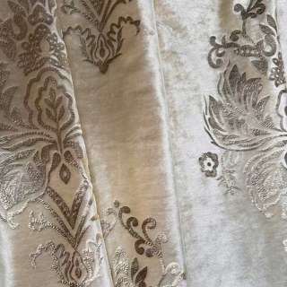 Heritage Luxury Cream and Gold Damask Velvet Curtains 4