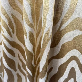 Savannah Luxury Jacquard Cream Gold Zebra Print Curtain 2