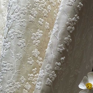 Cherry Blossoms Cream Floral Chenille Blackout Curtain 4