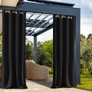 Malibu Waterproof Blackout Twill Black Outdoor Curtain