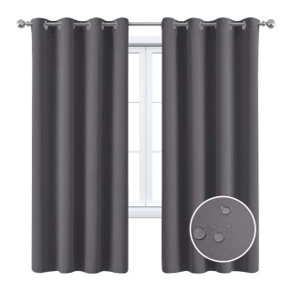 Malibu Waterproof Blackout Twill Dark Grey Outdoor Curtain