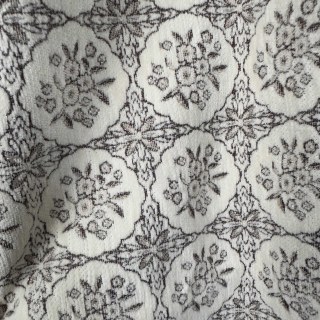 Rose Medallion Black and White Floral Chenille Curtain 4
