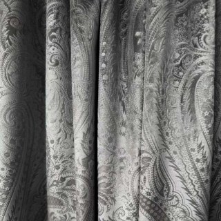 Royal Mirage Jacquard Charcoal Gray Damask Velvet Curtain 3