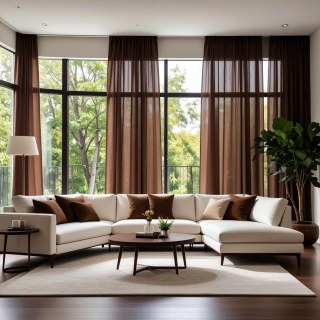 Smarties Chocolate Brown Soft Sheer Voile Curtain
