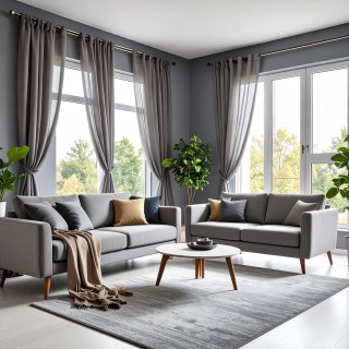 Smarties Grey Soft Sheer Voile Curtain 2