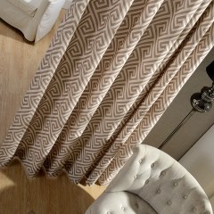 Greek Key Light Brown Curtain 3