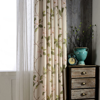 Smell The Magnolias Pastel Pink Floral Curtain