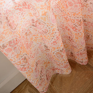 Orange Starburst Paisley Patterned Sheer Voile Curtain 2