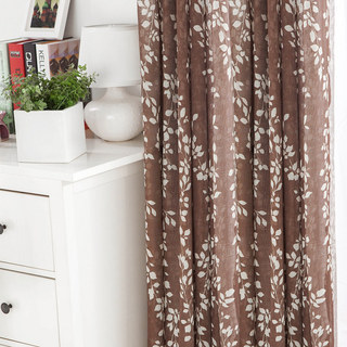 Pascal Brown Vine Print Semi Sheer Voile Curtain 3