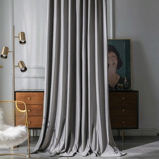 Scandinavian Basketweave Textured Morandi Grey Velvet Blackout Curtains 2