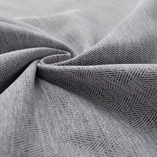 Blackout Zigzag Twill Grey Curtain