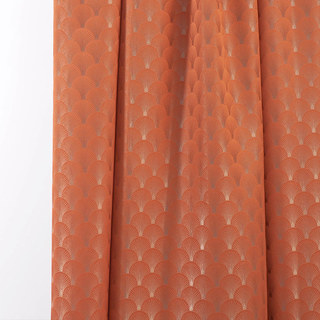 The Roaring Twenties Luxury Art Deco Shell Patterned Orange & Silver Curtain 3