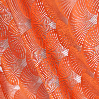 The Roaring Twenties Luxury Art Deco Shell Patterned Orange & Silver Curtain 7