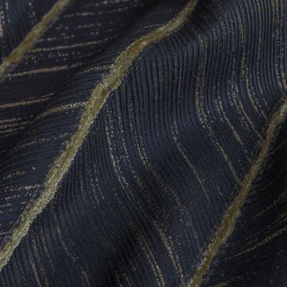 New Look Luxury Art Deco Herringbone Navy Blue & Gold Sparkle Curtain 8