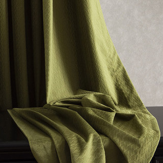 Scandinavian Basketweave Olive Green Velvet Blackout Curtains 5