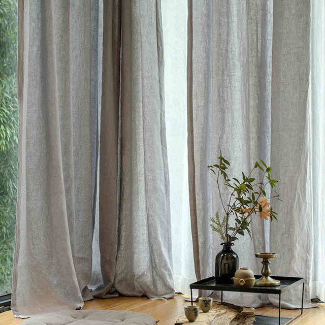 Wabi Sabi Pure Flax Linen Light Grey Voile Curtain 1