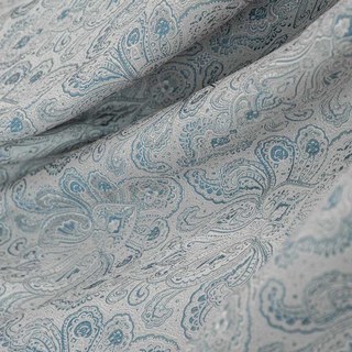 New Classics Luxury Damask Jacquard Grey & Blue Curtain