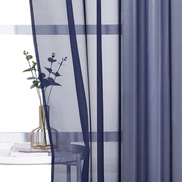 Laguna Outdoor Waterproof Navy Blue Voile Curtain 1