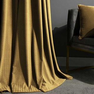 Scandinavian Basketweave Textured Bronze Gold Velvet Blackout Curtains