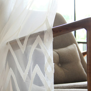 Wave Some Magic Cream Geometric Wave Voile Curtain 2