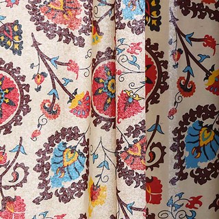 Blossom Multi Colour Red Floral Boho Curtains 4